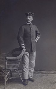 Porträtt av en tysk armésoldat (s/v foto) av Photographer German