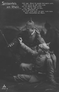 Stolzenfels slott vid floden Rhen, tyskt patriotiskt militärtema vykort (s/v foto) av Photographer German