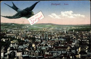 Stuttgart, vy över staden med svala av Photographer German