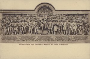 Kaiser, relief på Nationaldenkmal, monument till minne av Tysklands enande, Rudesheim am Rhein, Hessen (s/v foto) av Photographer German
