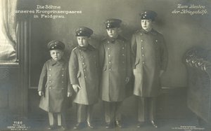 Kronprins Wilhelm av Tysklands söner i militäruniform (s/v foto) av Photographer German