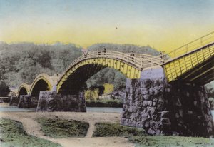 Japan, ca 1912: Kintaikyo, tänd "Bridge of Damask Gordle", noterad i Japan, Suwo-provinsen (foto) av Photographer Japanese