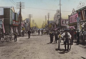 Japan, ca 1912: Theatre Street, Yokohama (foto) av Photographer Japanese