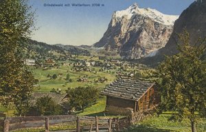 Grindelwald och Wetterhorn, Schweiz (färgfoto)