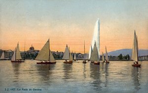 Båtar i hamnen i Genève, Schweiz (foto)