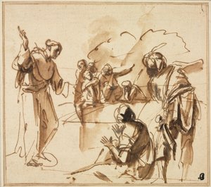 En munk predikar av Pier Francesco Mola