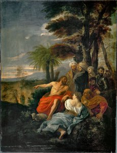 Saint Jean-Baptist prechant dans le desert - Sankt Johannes Döparen predikar i öknen ... av Pier Francesco Mola