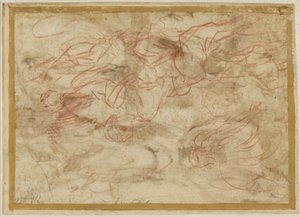 Ängeln som uppenbarar sig för Hagar i öknen, ca 1660 (rödkrita på papper)
