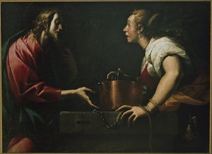 Kristus och den samaritanska kvinnan vid brunnen. (Olja på duk