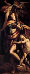 Saint Roch Helgonet bär pesten på benet. Målning av Francesco Mazzucchelli dit il Morazzone (1573-1626) 1610-1615 Dim.240x100 cm Milano, Civic Collections of the Castello Sforzesco