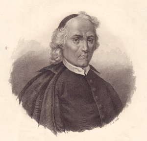 Porträtt av den italienske presbyterianen och historikern Ludovico Antonio Muratori (1672-1750), kopparstick av Blaise Nicolas Le Sueur