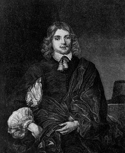 Porträtt av Lucius Cary, 2:e Viscount Falkland (cirka 1610-1643), engelsk författare, politiker och soldat som var utrikesminister från 1642 till 1643, gravyr av Blaise Nicolas Le Sueur