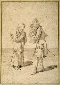 Baron Philip von Stosch visar en antik pärla till Sabbatini (penna och bläck på papper) av Pier Leone Ghezzi
