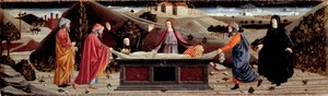 Polyptyk av Misericordia: runt Jesu Kristi kropp: Sankt Johannes, Jungfru Maria, Sankta Maria Magdalena, Sankt Josef av Arimathia och Sankt Nikodema av Piero della (school of) Francesca