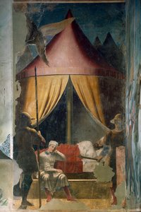 Det sanna korsets historia. Konstantins dröm. (fresk, mellan 1459-1466) av Piero della Francesca