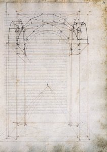 Perspektiv av gång med korsvalv, sida från De Prospectiva pingendi (Om målningens perspektiv), av Piero della Francesca (ca 1415-1492), Italien av Piero della Francesca