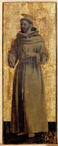 Polyptic of Misericorde: Jungfrun från Misericorde, omgiven av helgon. Detalj som föreställer Saint Francois av Assisi. Målning på trä av Piero della Francesca (1415/20-1492) 1445-1460 Dim. 54x21 cm Sansepolcro, Pinacoteca Comunale av Piero della Francesca