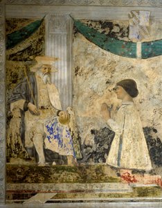 Porträtt av Sigismondo (Sigismond) Pandolfo Malatesta (1417-1468) i bön inför San Sigismondo (Sigismondo). Fresk av Pietro di Benedetto dei Franceschi dit Piero della Francesca (1422-1492) av Piero della Francesca