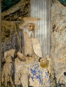 Porträtt av Sigismondo Pandolfo Malatesta (1417-1468) i bön inför San Sigismondo (Sigismondo). Detalj av helgonet. Fresk av Pietro di Benedetto dei Franceschi dit Piero della Francesca (1422-1492) av Piero della Francesca
