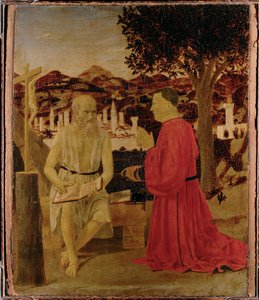 Sankt Hieronymus och en hängiven (målning på trä) av Piero della Francesca