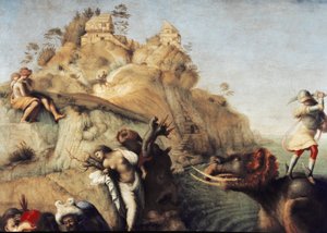 Perseus Freeing Andromeda, detalj (1510, olja på duk) av Piero di Cosimo