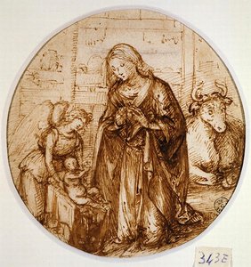 The Adoration of the Child (penna och bläck på papper) av Piero di Cosimo