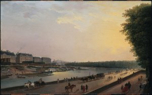 Seine vid Grenouillère, vy från Tuileriernas terrass vid vattnet, ca 1777 (olja på trä)