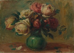 Rosor i en vas av Pierre-Auguste Renoir
