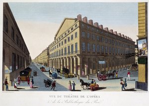 Utsikt över operans teater (Comédie Française) och kungens bibliotek - i "" Vues de Paris"" av Courvoisier
