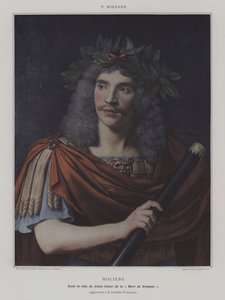 Moliere i rollen som Jules Cesar de la "Mort de Pompee" (Moliere i rollen som Julius Caesar i Pompejus död) (färgfoto) av Pierre (after) Mignard
