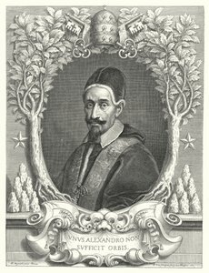 Påve Alexander VII (gravyr) av Pierre (after) Mignard