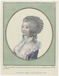 Gallerie des Modes et Costumes Français, 1781, oo 221: Coeffure uppkallad efter leviten (...)