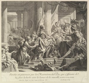 Sancho förföljd av hertigens kökspojkar, 1700-talet. av Pierre Alexandre Aveline