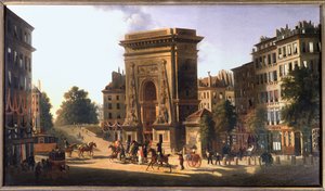Boulevard du Temple och Porte Saint Denis, Paris, ca 1810 (målning) av Pierre Alexandre Pau de Saint Martin