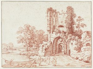 Landskap med förstört torn av Pierre Alexandre Wille