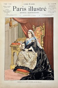Porträtt av Victoria Iere, drottning av England (1819-1901) av Andre Brouillet, gravyr från 1887 i "" Paris-Illustrous journal weekly"".