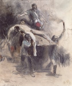 Män som bär bort ett lik, 23 februari 1848 (gouache)