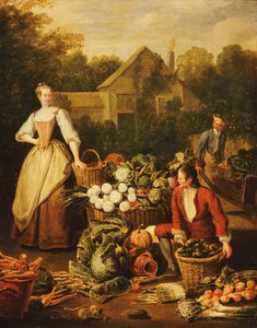 En piga köper grönsaker, 1727