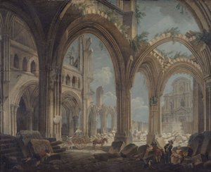 Rivning av kyrkan Saint-Jean-en-Greve, ca 1800 (olja på duk)