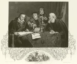 Luther, Melancthon, Pomeranus och Cruciger av Pierre Antoine Labouchere