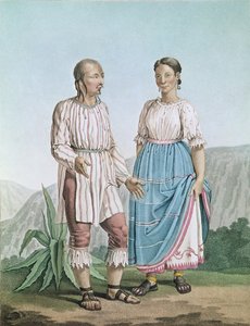 Dräkter av indianerna i Michoacan, från "Voyages aux Regions Equinoxiales du Nouveau Continent" av Alexander von Humboldt (1769-1859) publicerad 1810