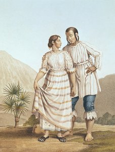 Mexikansk indisk kostym, från "Voyage aux Regions Equinoxiales du Nouveau Continent" av Alexander von Humboldt (1769-1859), graverad av Michel Bouquet (1807-90) publicerad 1810