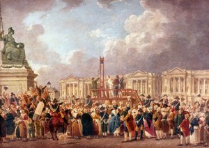 Avrättning av giljotin i Paris under franska revolutionen, 1790-talet 1793-1807 av Pierre Antoine de Machy