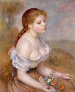 En ung flicka med tusenskönor av Pierre Auguste Renoir