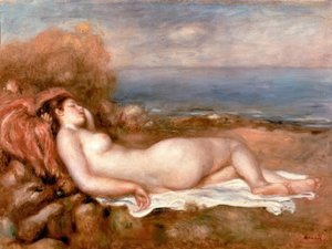 Badande liggande vid havet av Pierre Auguste Renoir