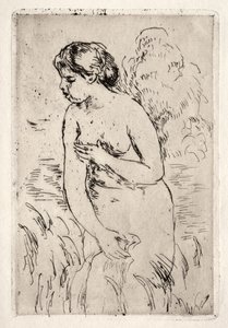 Badande stående, halvbent. av Pierre Auguste Renoir