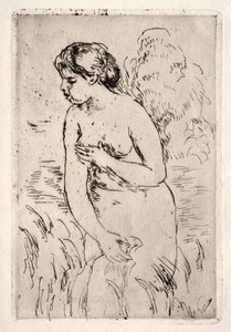 Badare som står upp till sina knän av Pierre Auguste Renoir