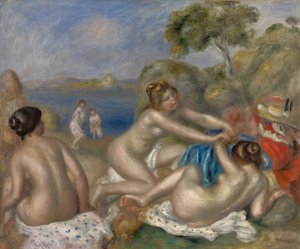 Badande som leker med en krabba, ca 1897 (olja på tyg) av Pierre Auguste Renoir