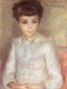 Porträtt av en ung flicka med brunt hår av Pierre Auguste Renoir