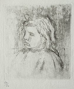 Claude Renoir, tre fjärdedelar till vänster, 1908. av Pierre Auguste Renoir